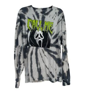 Ghost Face T Shirt Size M‎ "Call Me" Scream Tie Dye Halloween Themed Long Sleeve